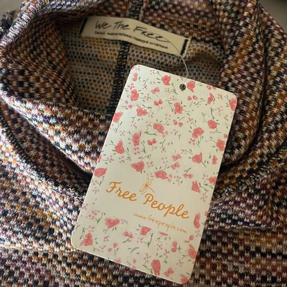 NWT Free People autumn pearl combo Turtleneck Sweater Top - Picture 6 of 11